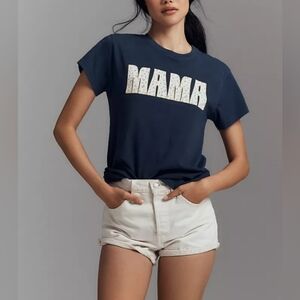 NWT Anthropologie LetLuv Navy 'MAMA' Short Sleeve Tee